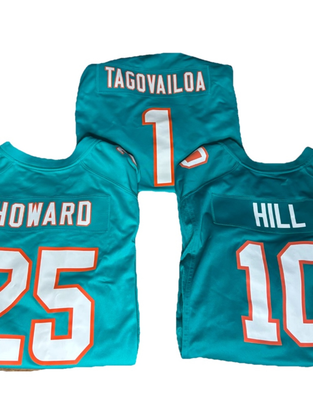Lot 3 Nike Miami Dolphins Jersey #10 Hill #25 Howard #1 Tagovailoa